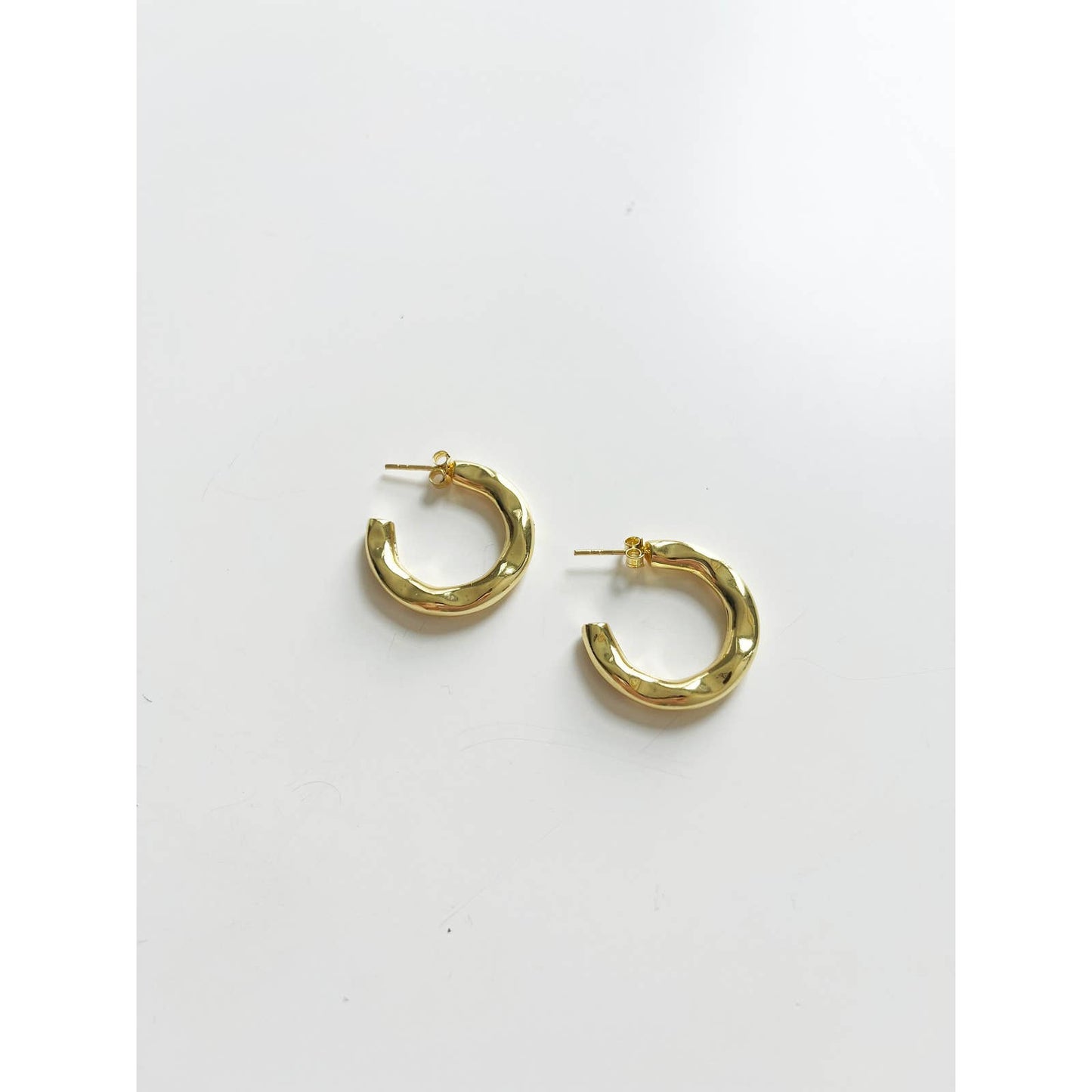 Gold Wavy Organic Hoops