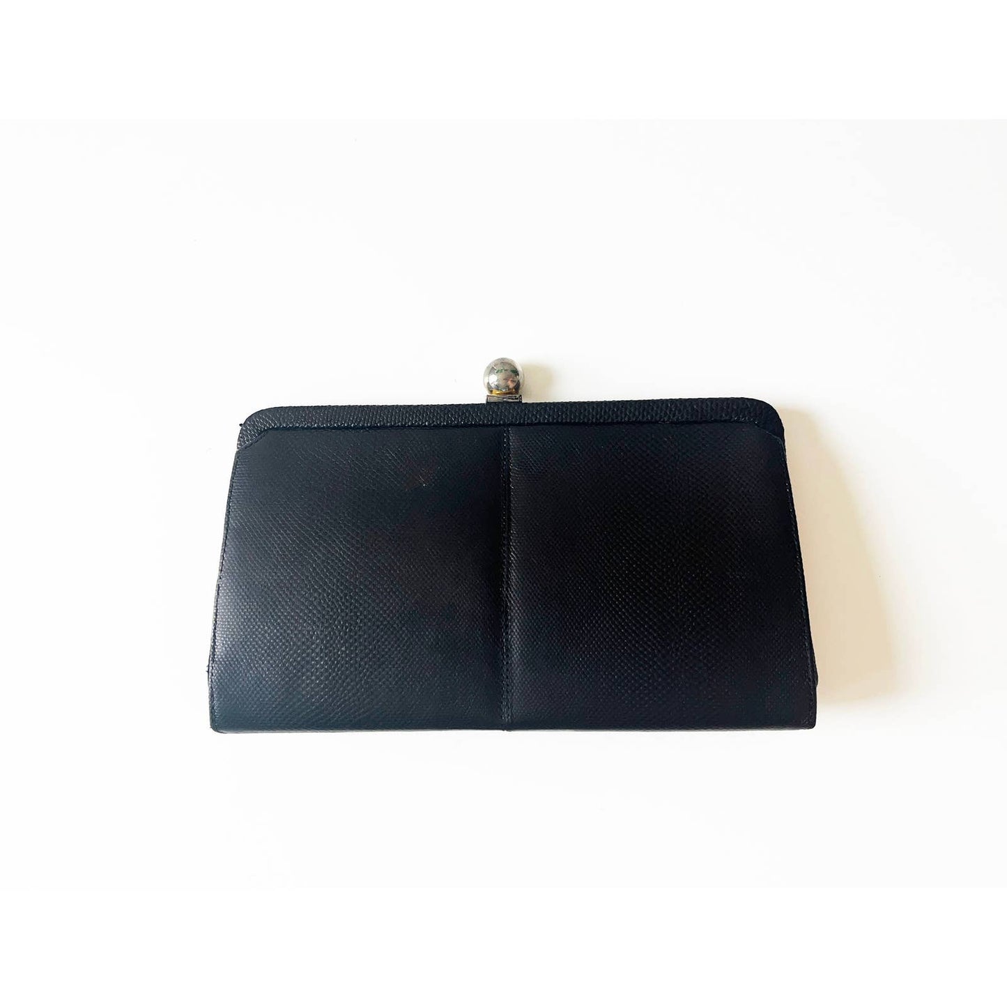 Vintage Modern Black Leather Clutch | Classic Black Handbag