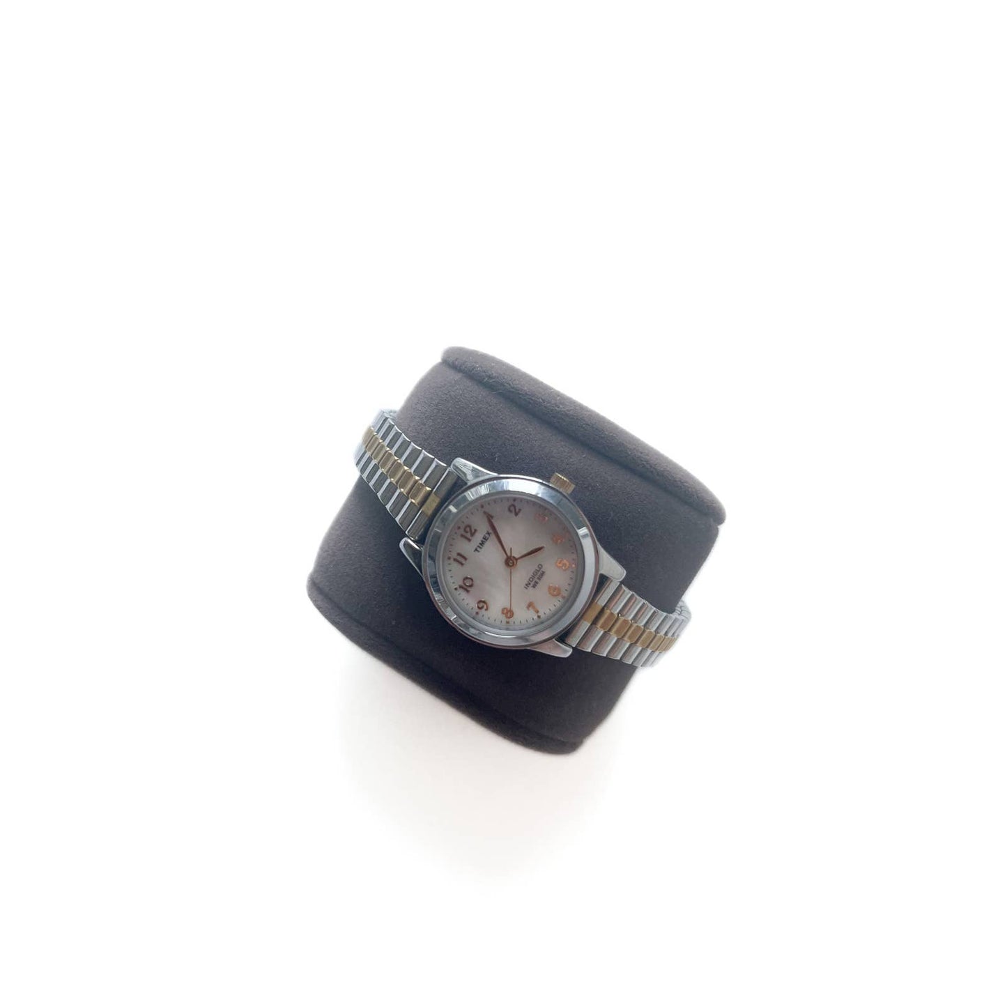 Vintage Silver Watch with Pearl Face and Gold Details