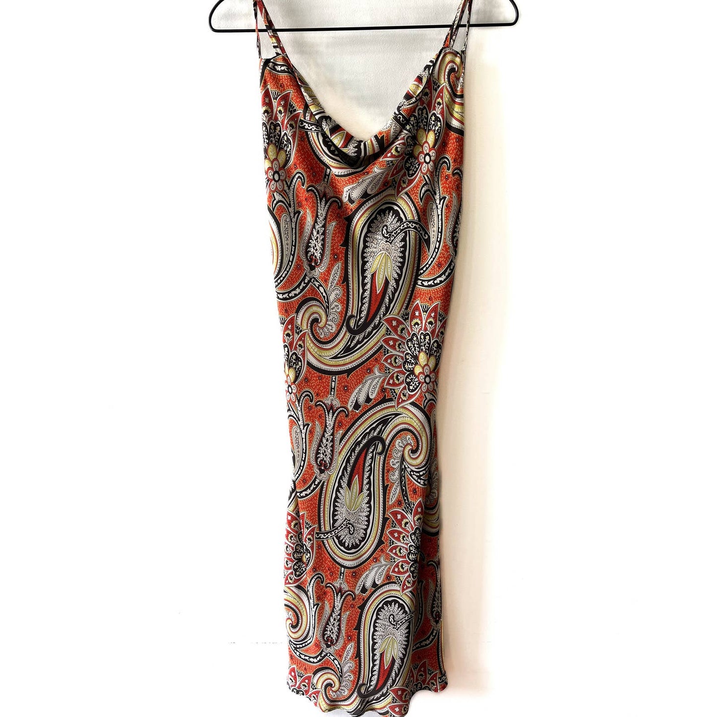 Y2k Orange Paisley Slip Dress