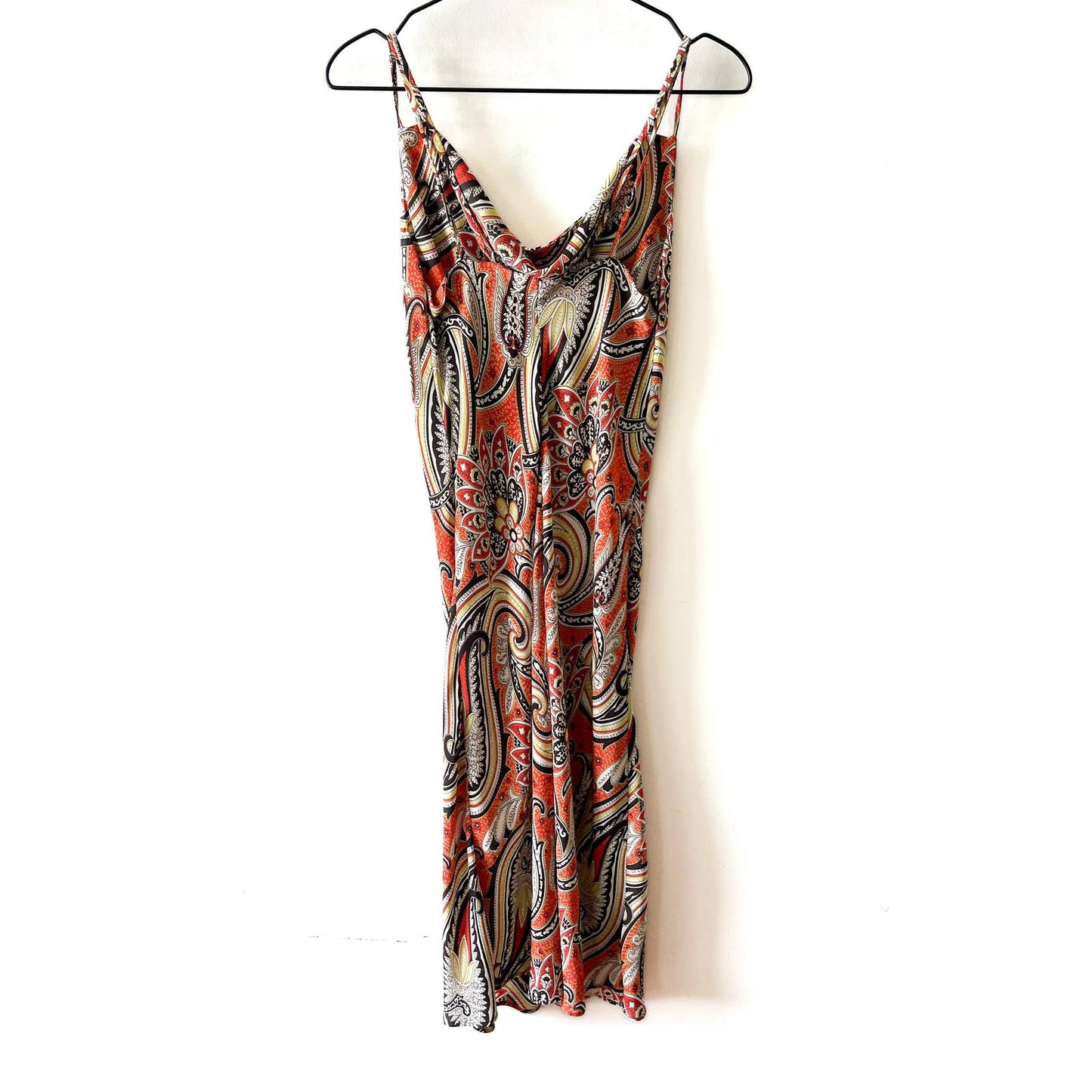Y2k Orange Paisley Slip Dress