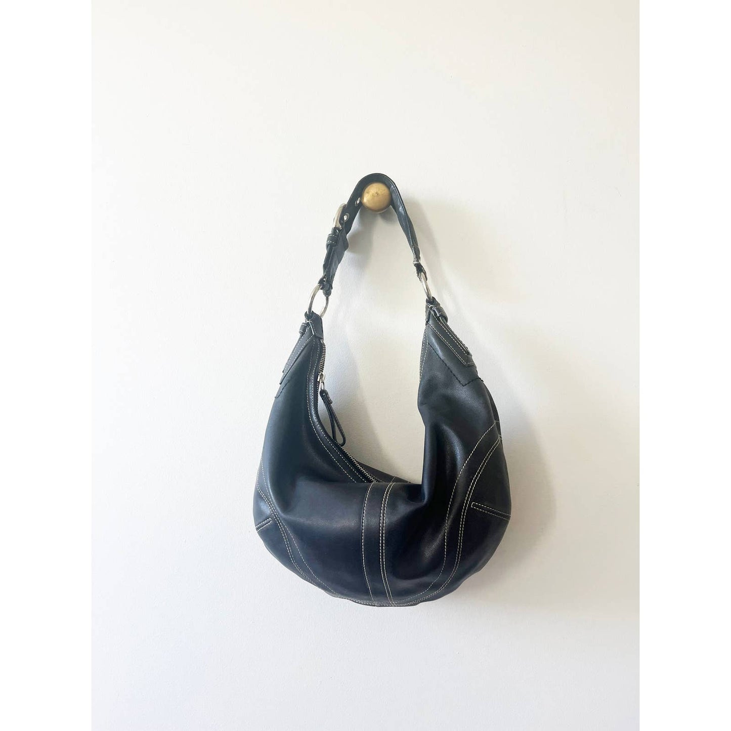Vintage Coach Large Black Leather Bag