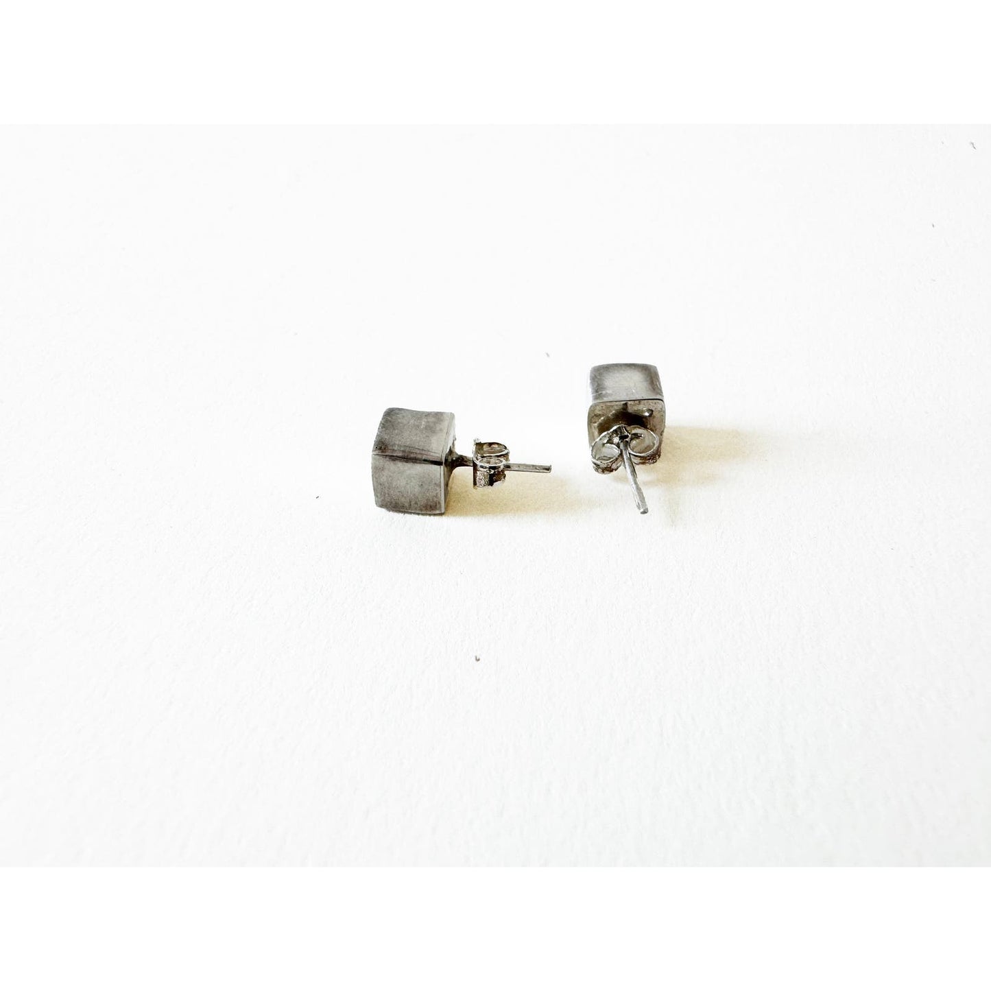 Vintage Sterling Silver Cube Stud Earrings