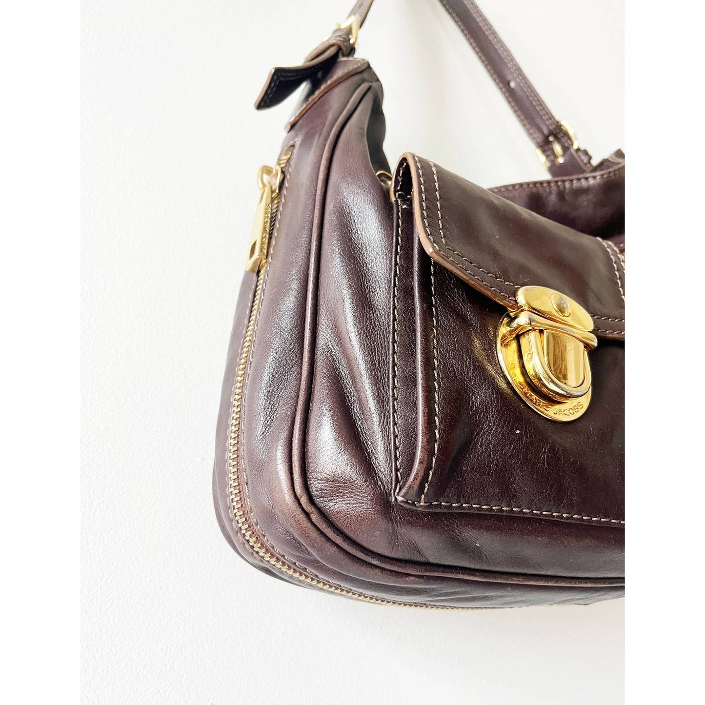 Y2k Marc Jacobs Zipper Plum Purple Leather Shoulder Bag