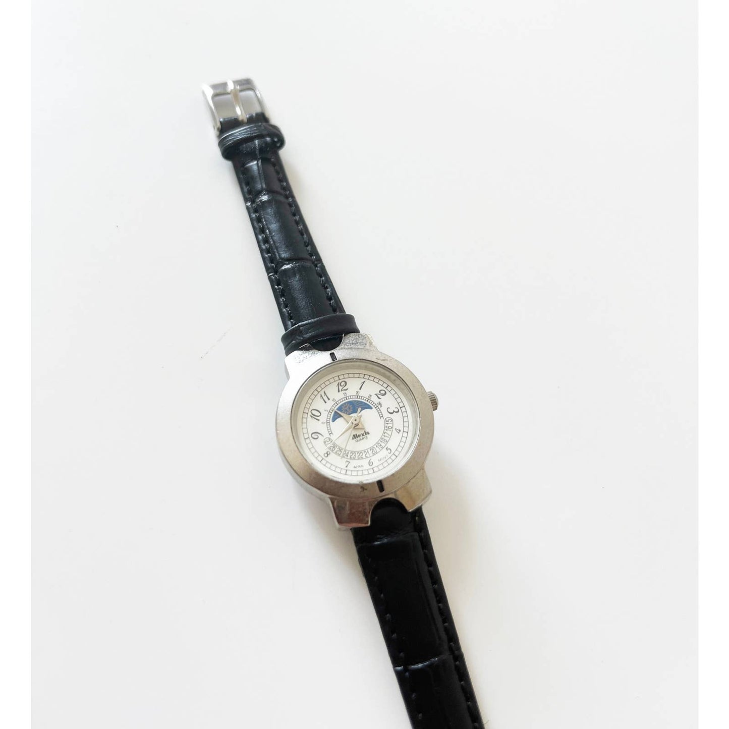 Vintage Croc Alexis Leather Watch with Silver Details | New Band and Battery