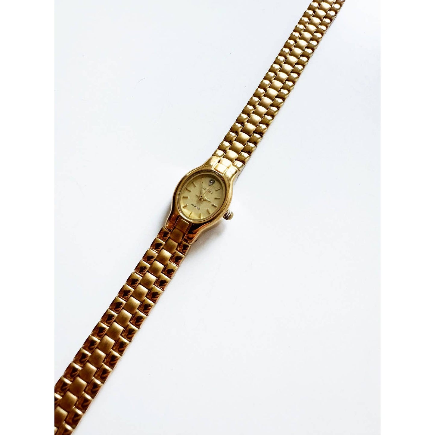 Vintage Small Gold Watch with Oval Face | Elgin