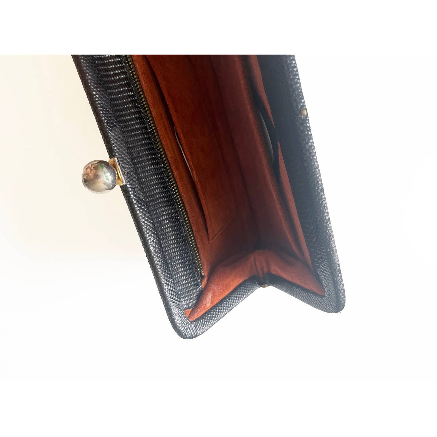 Vintage Modern Black Leather Clutch | Classic Black Handbag
