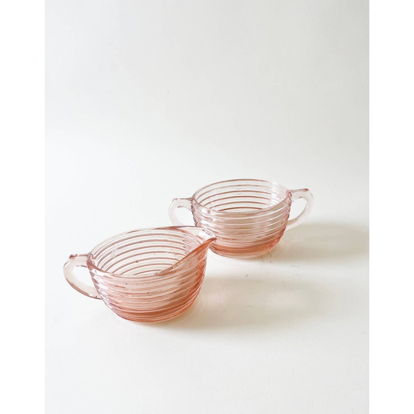 Vintage Pink Impression Coffee Milk Glasses | Pretty Pink Kitchenware | Eclectic Glassware