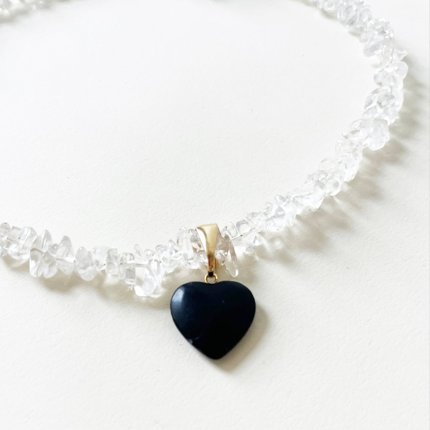 Handmade Quartz Crystal Stone Heart Charm Necklace