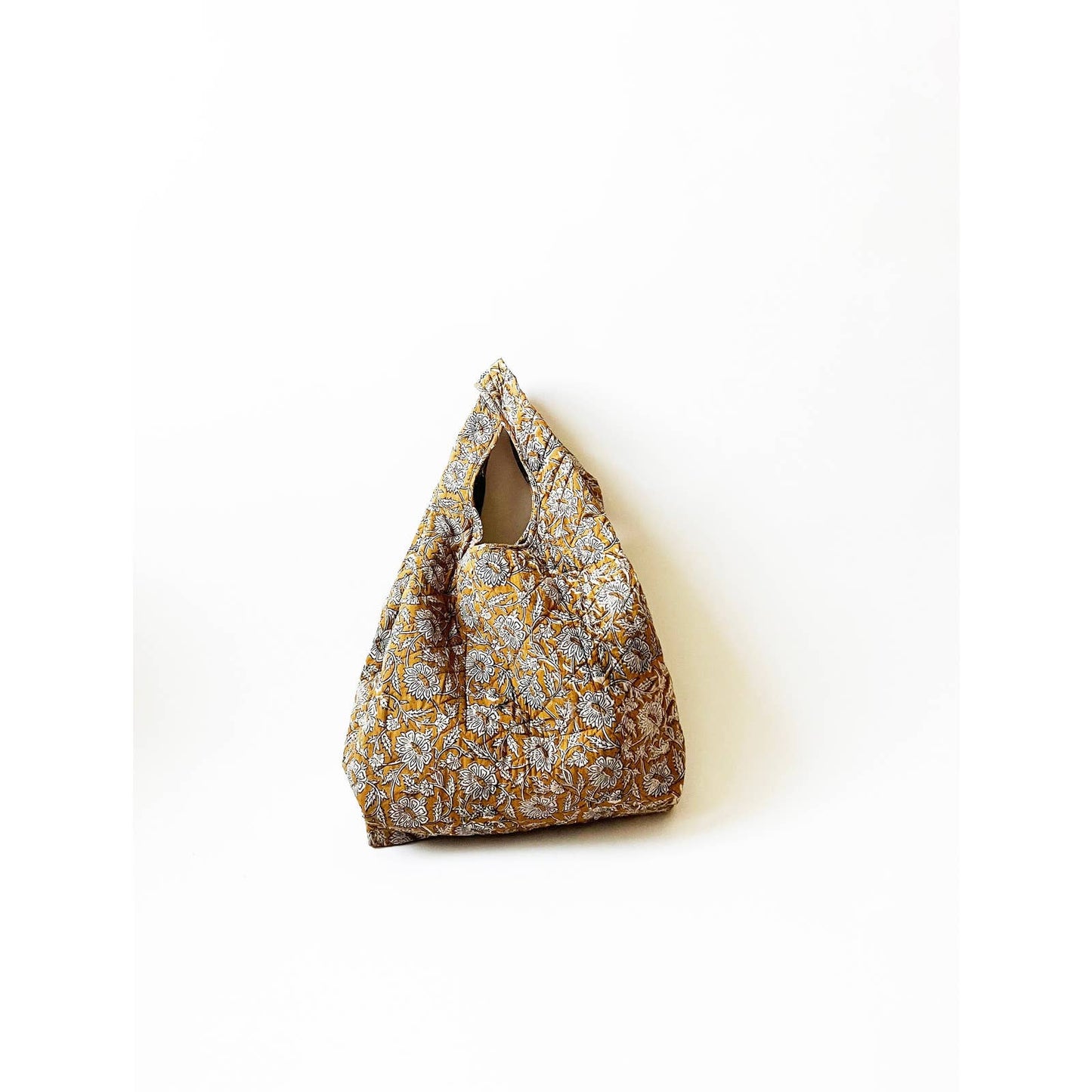 Yellow Floral Boho Print Quilted Tote Bag