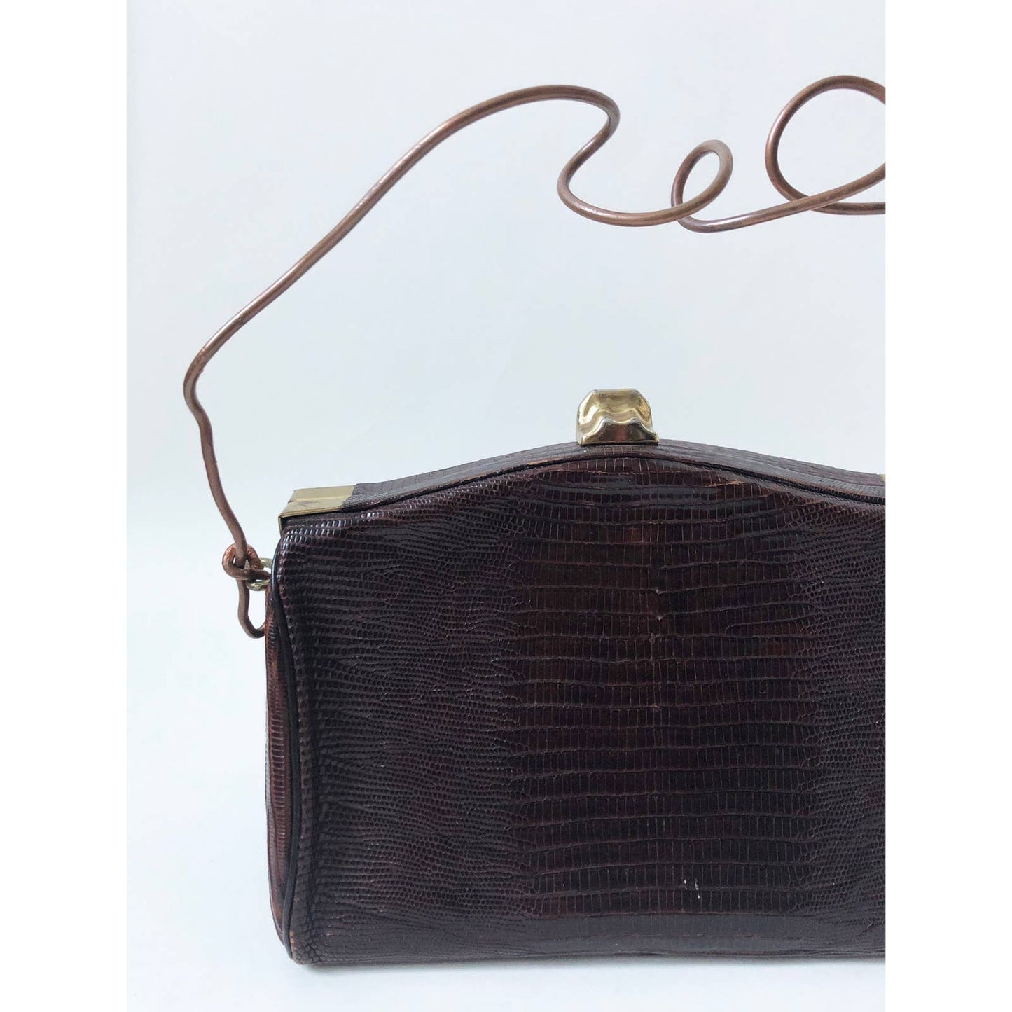 Boho Vintage Leather Skin Handbag 1940 Sculptural Purse