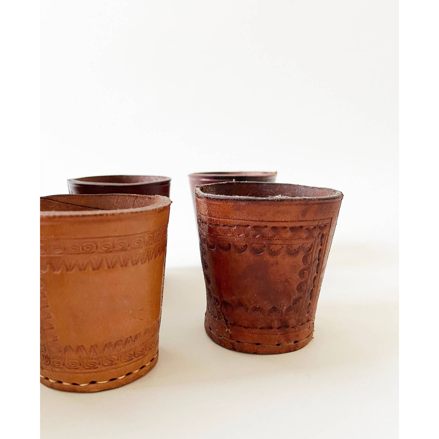 Leather Stamped Decorative Cups