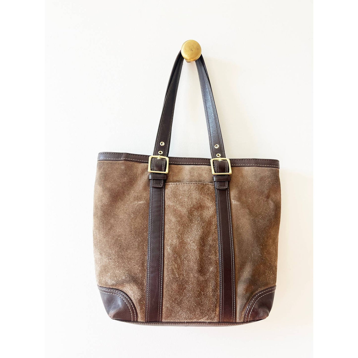 Vintage Coach Brown Suede Leather Top Handled Bag