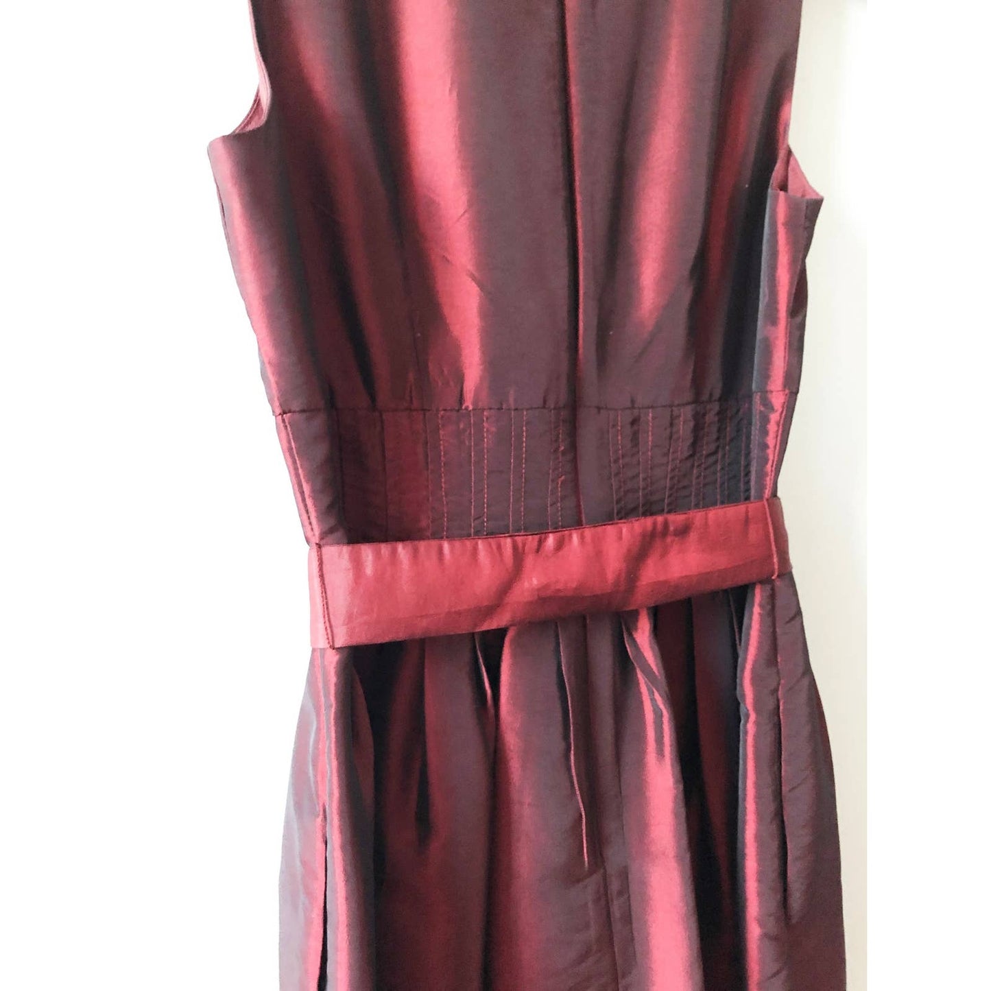 Vintage Collared Shiny Pink Red Evening Dress