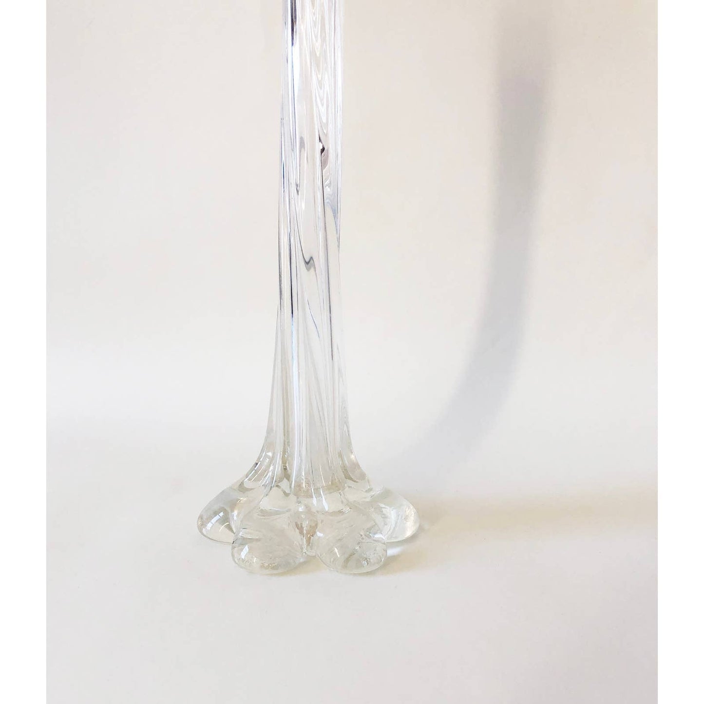Vintage Tall Clear Glass Vase with Flower Base