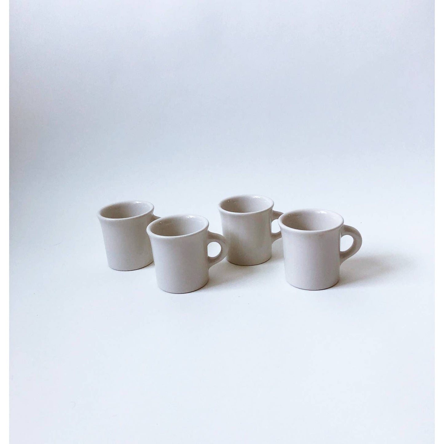 Vintage Cream Ceramic Mugs Set of 4