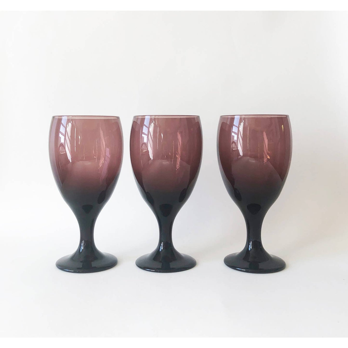 Vintage Purple Glasses | Set of 3 Wine Glasses