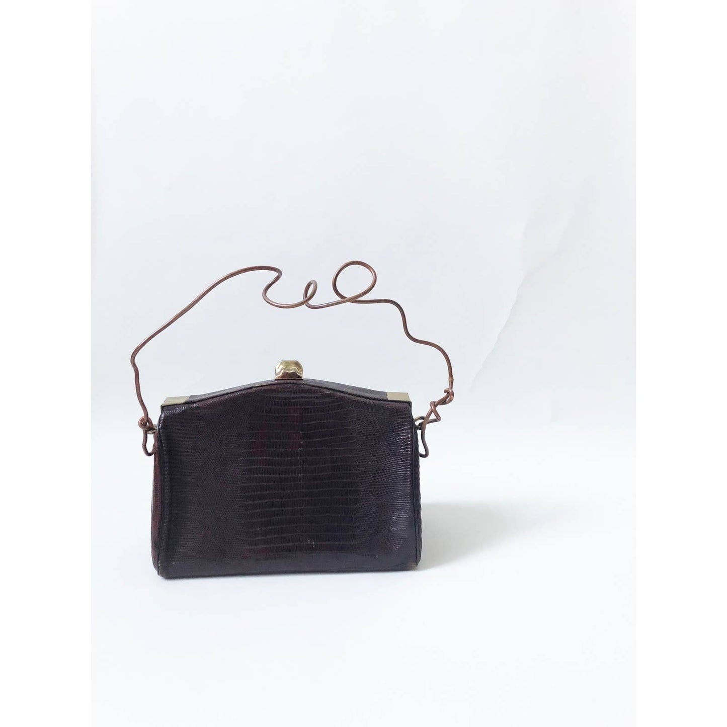 Boho Vintage Leather Skin Handbag 1940 Sculptural Purse