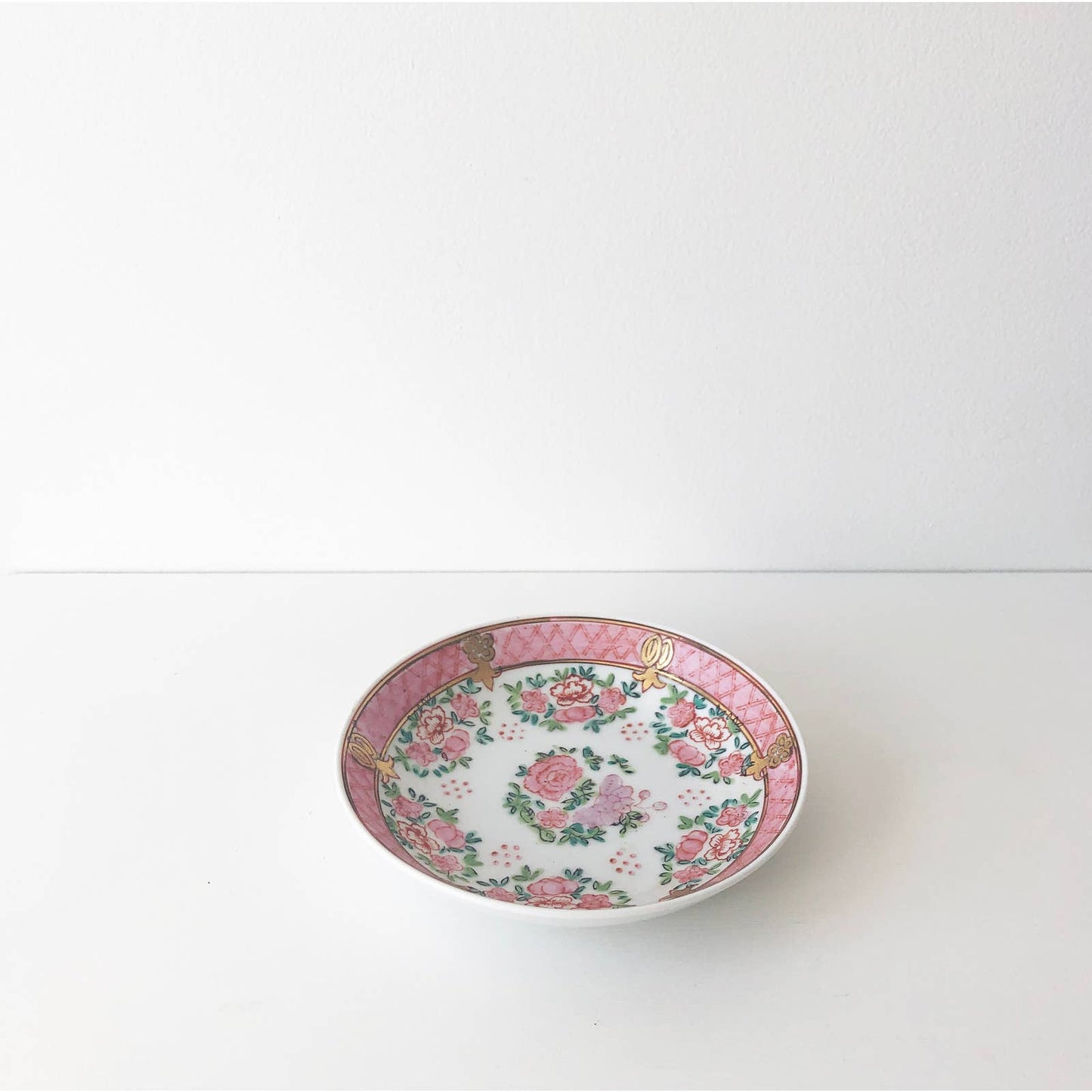 Vintage Floral Pink Decorative Ring Dish