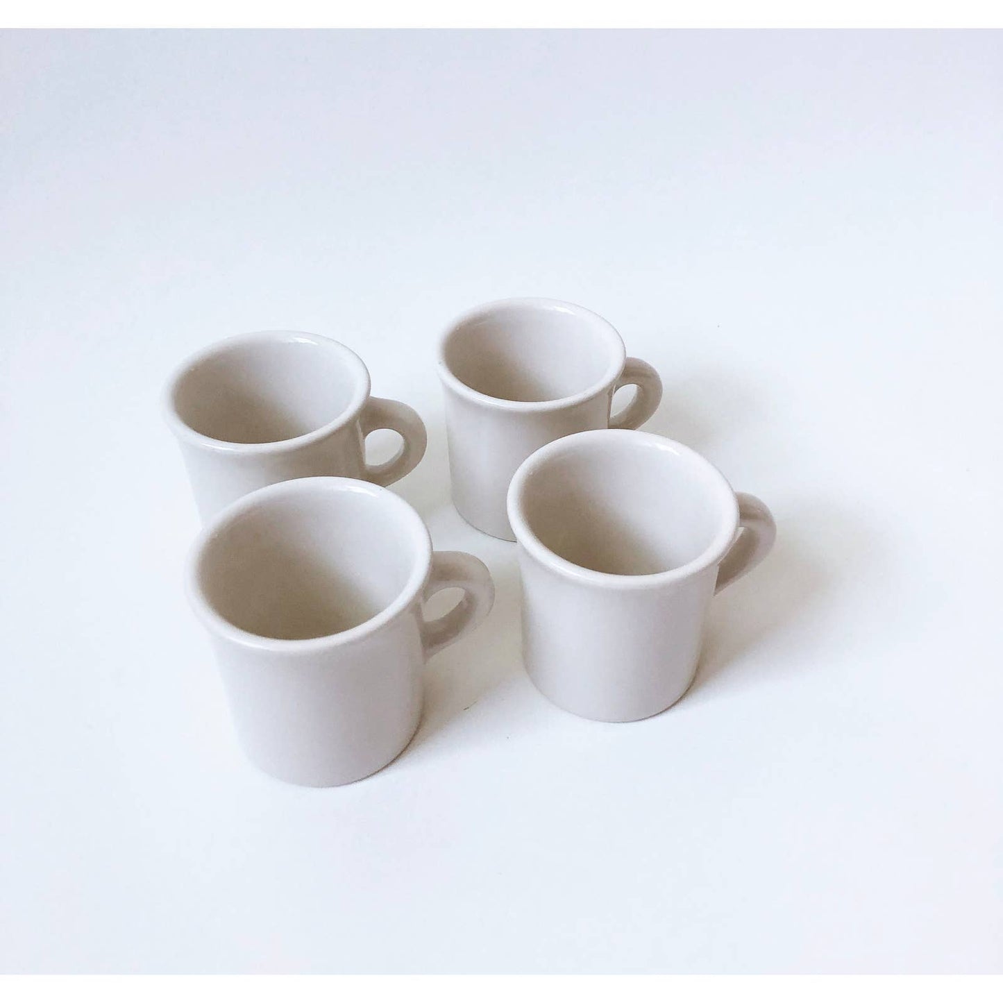 Vintage Cream Ceramic Mugs Set of 4