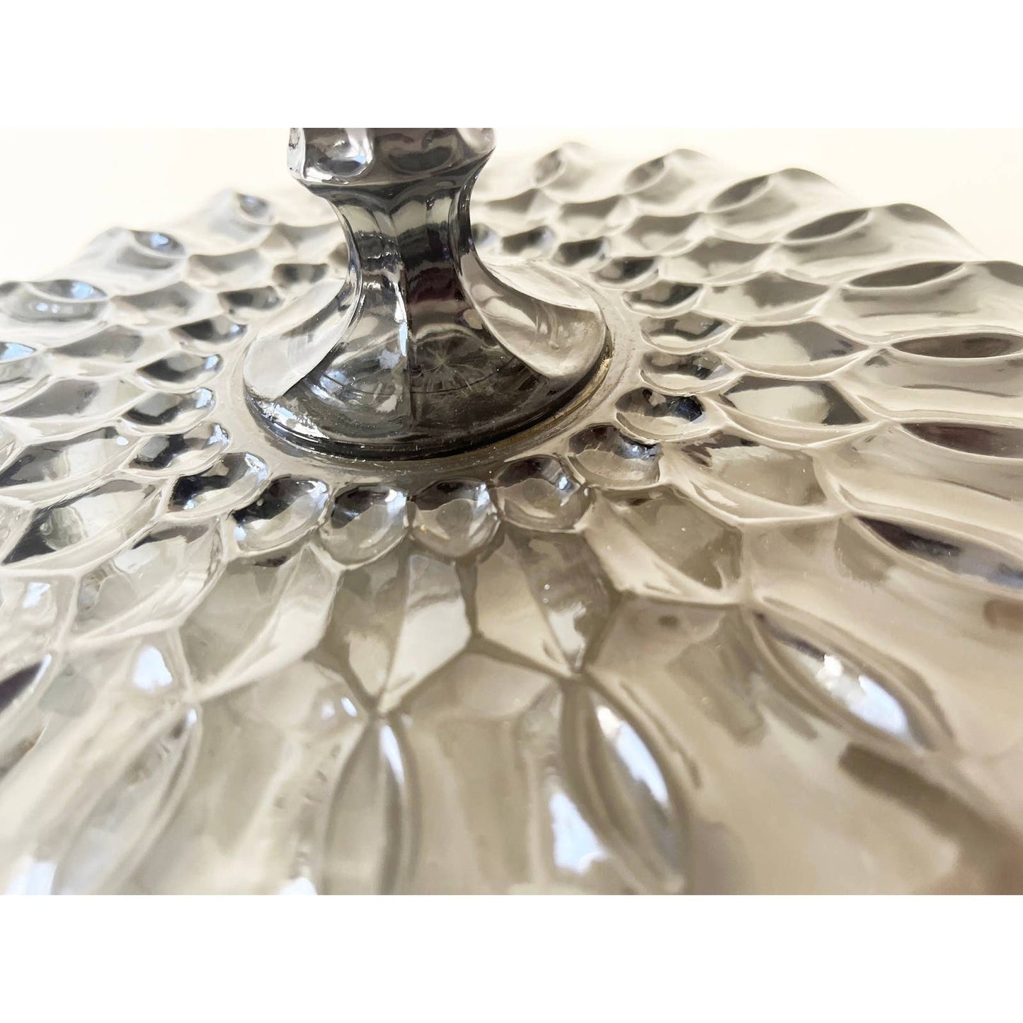 Vintage Black Glass Cake Stand -