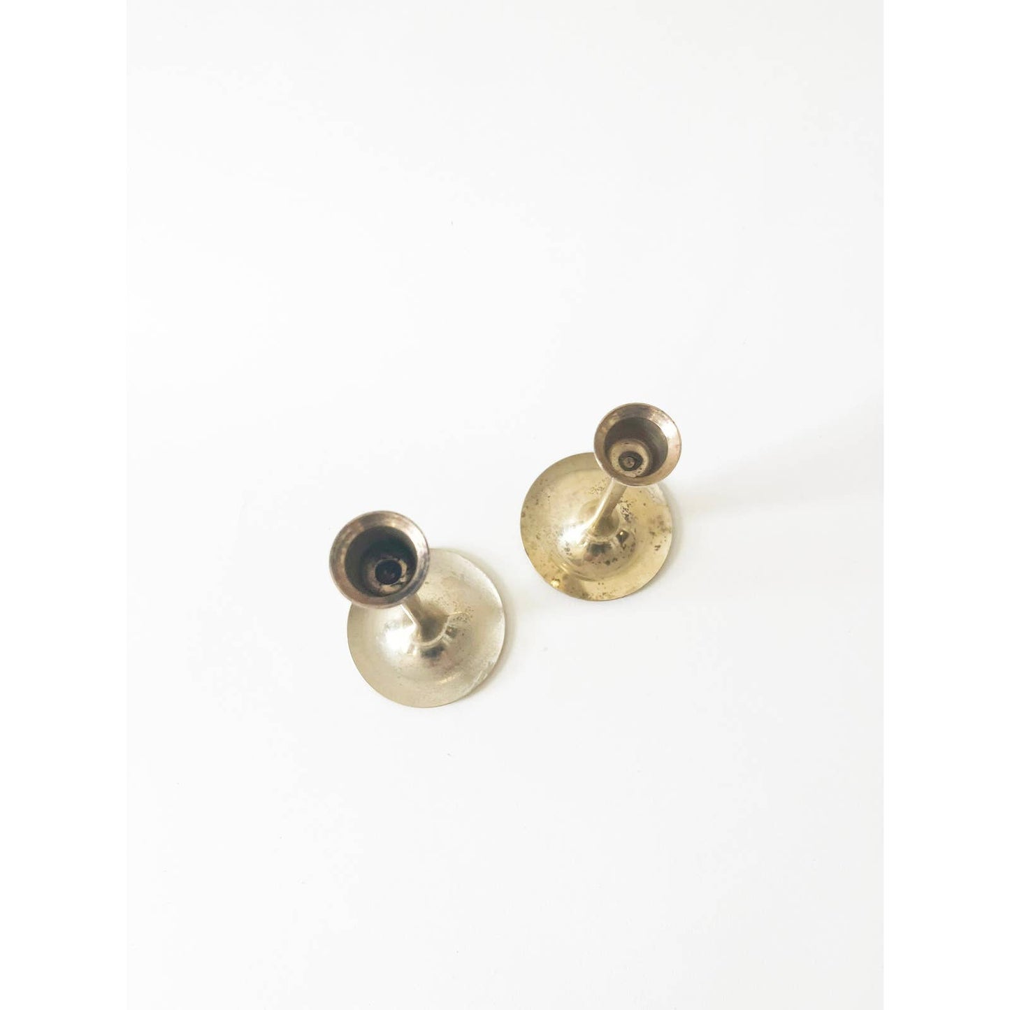 Vintage Brass Candlesticks Two Height Set