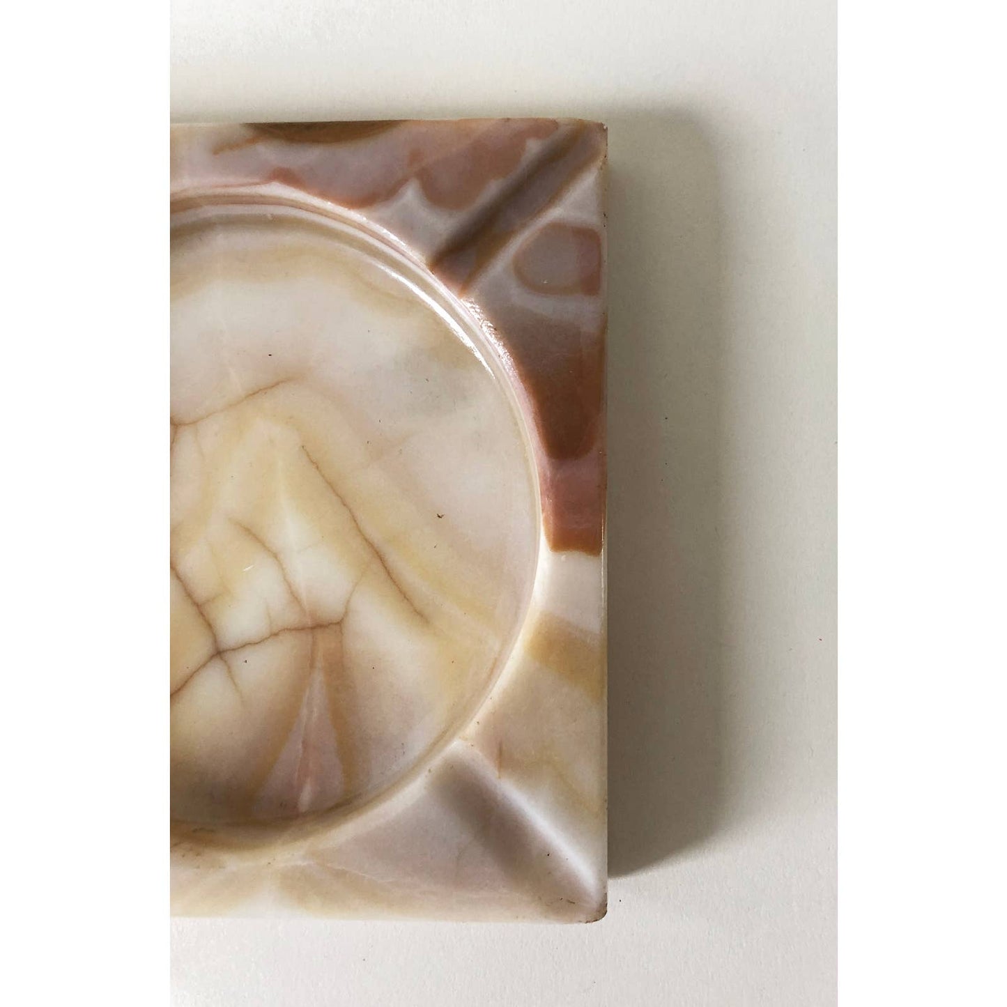 1970's Orange Onyx Stone Ashtray