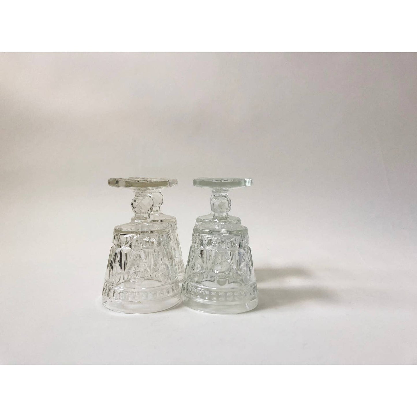 Vintage Clear Pressed Glass Pedestal Drink Ware Set of 4
