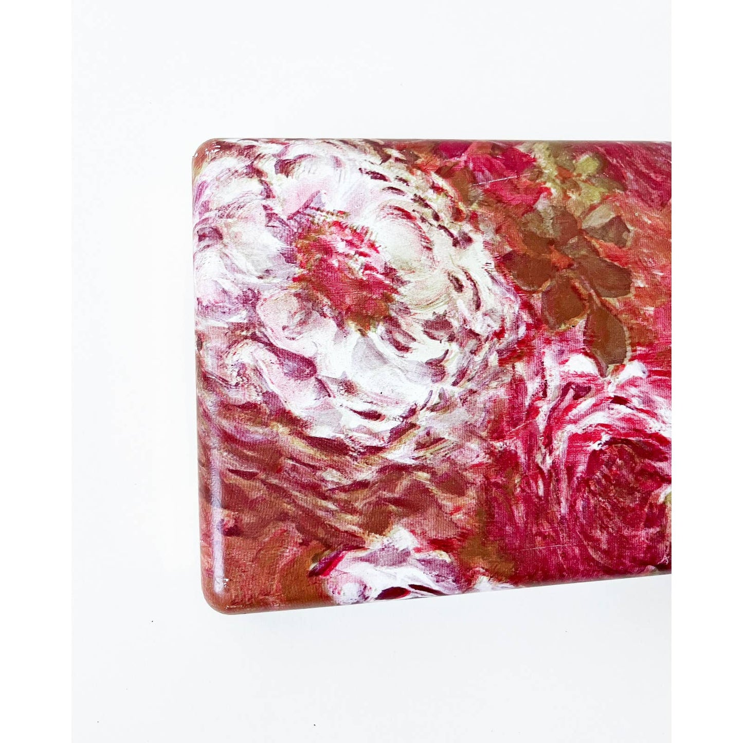 Vintage Large Flat Pink Floral Jewelry Box