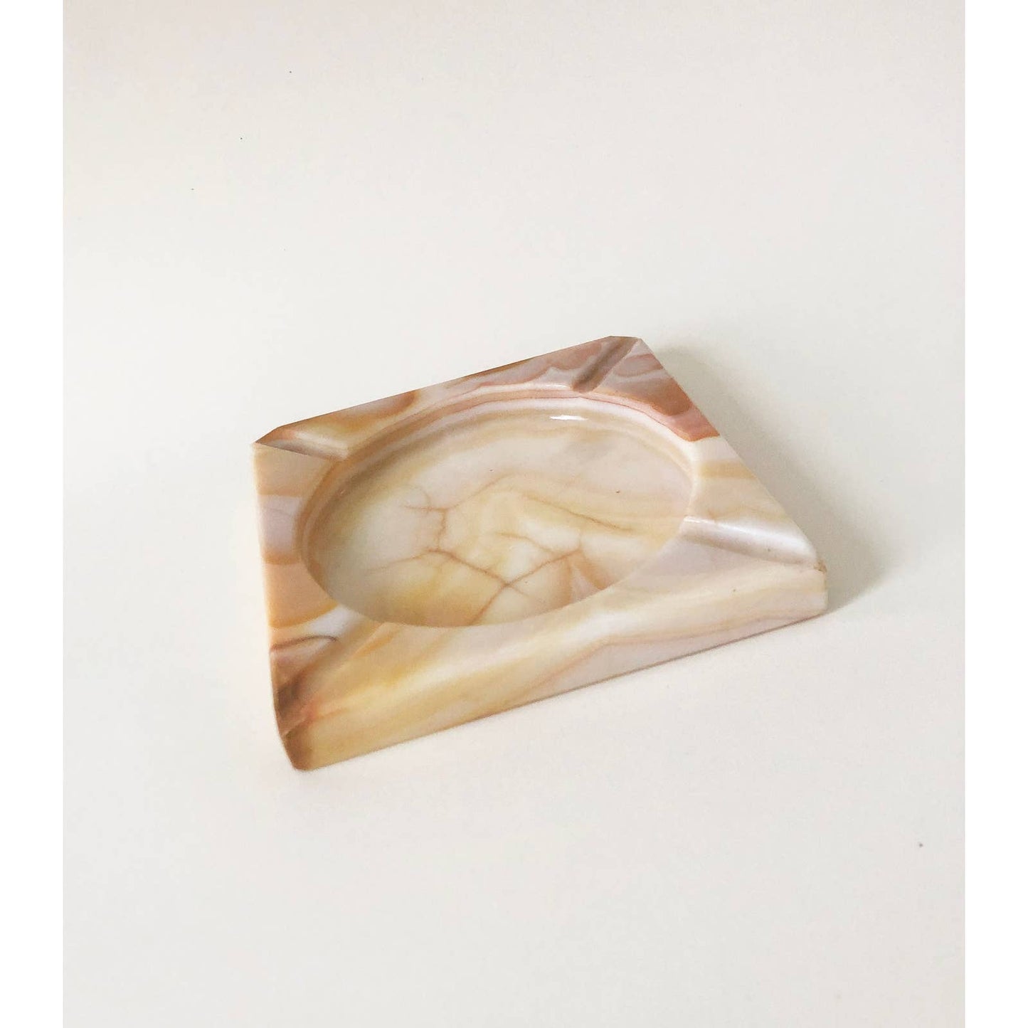 1970's Orange Onyx Stone Ashtray