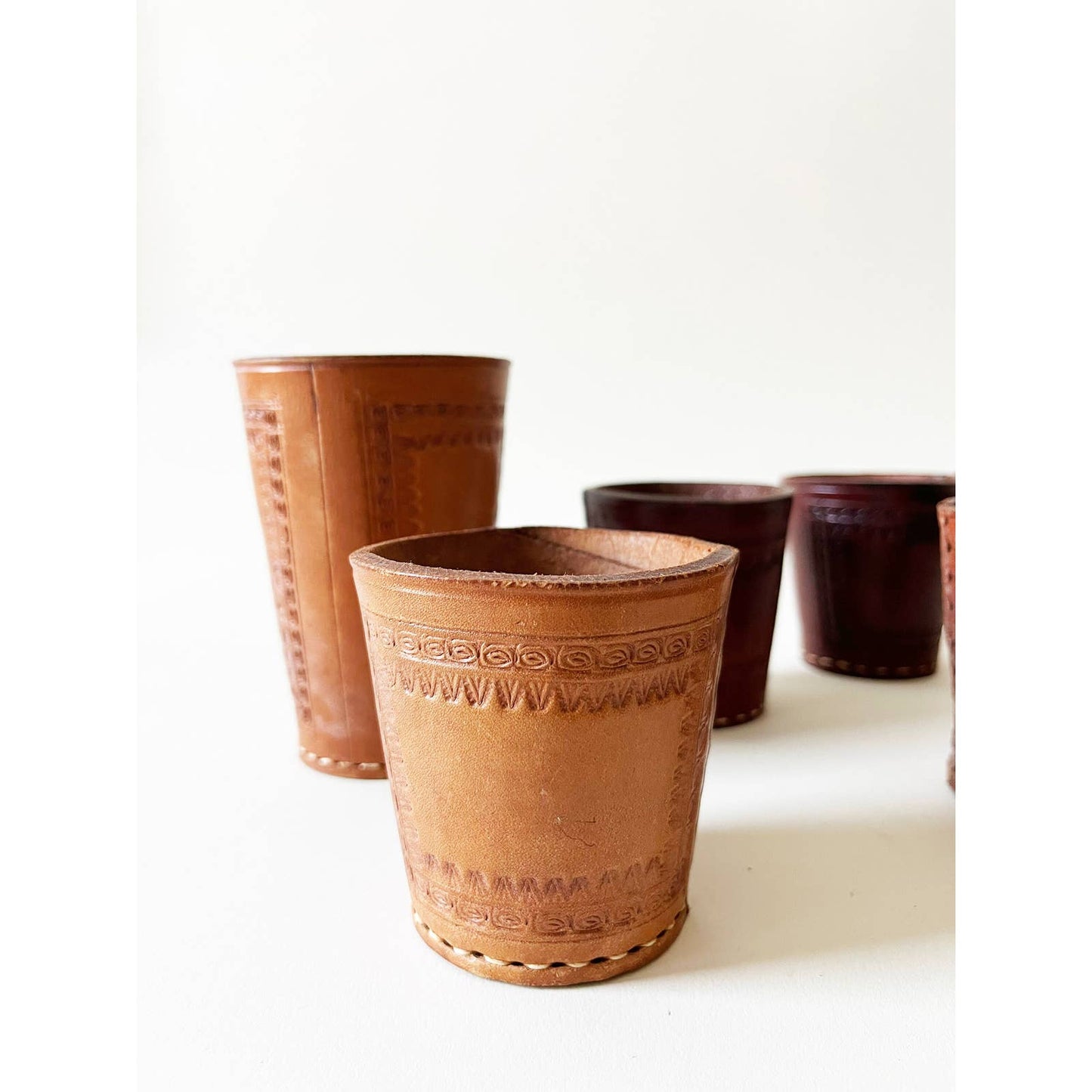 Leather Stamped Decorative Cups