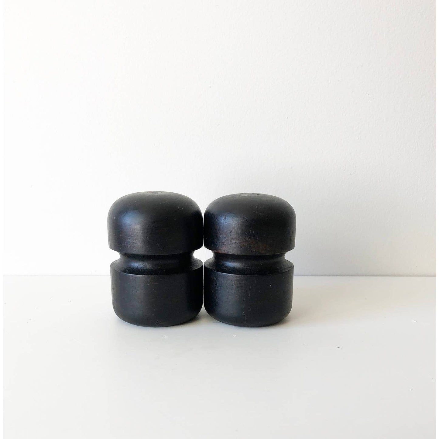 Black Stained Wood Salt & Pepper Shakers