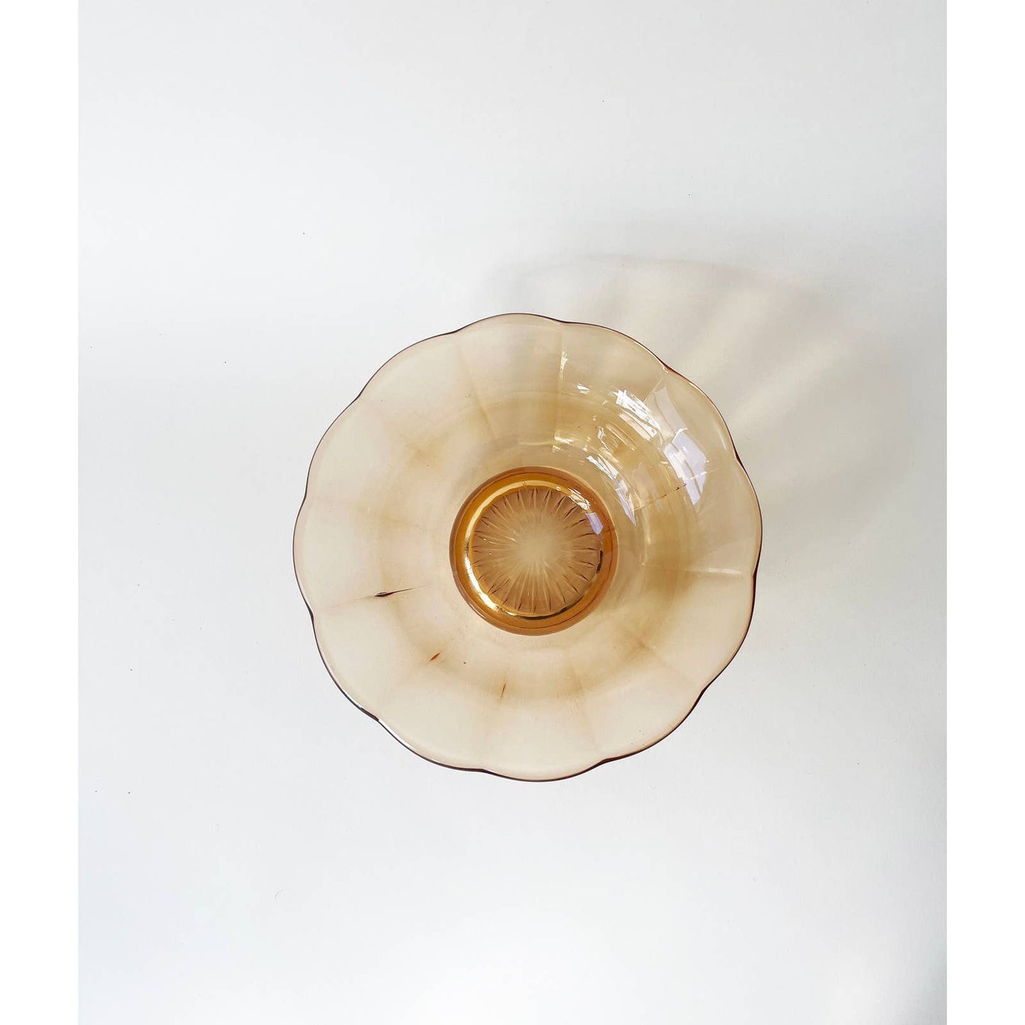 Vintage Orange Scalloped Glass Decorative Bowl