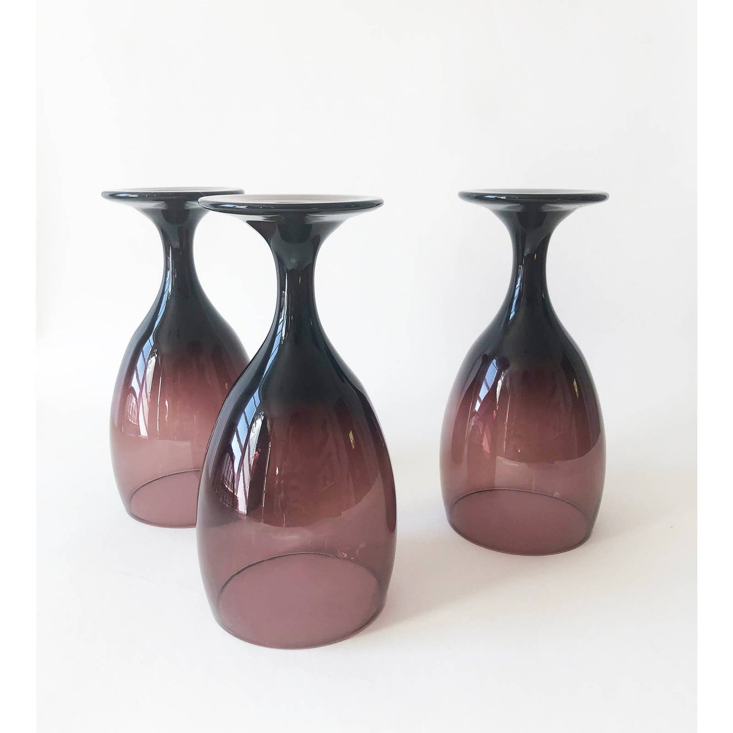 Vintage Purple Glasses | Set of 3 Wine Glasses