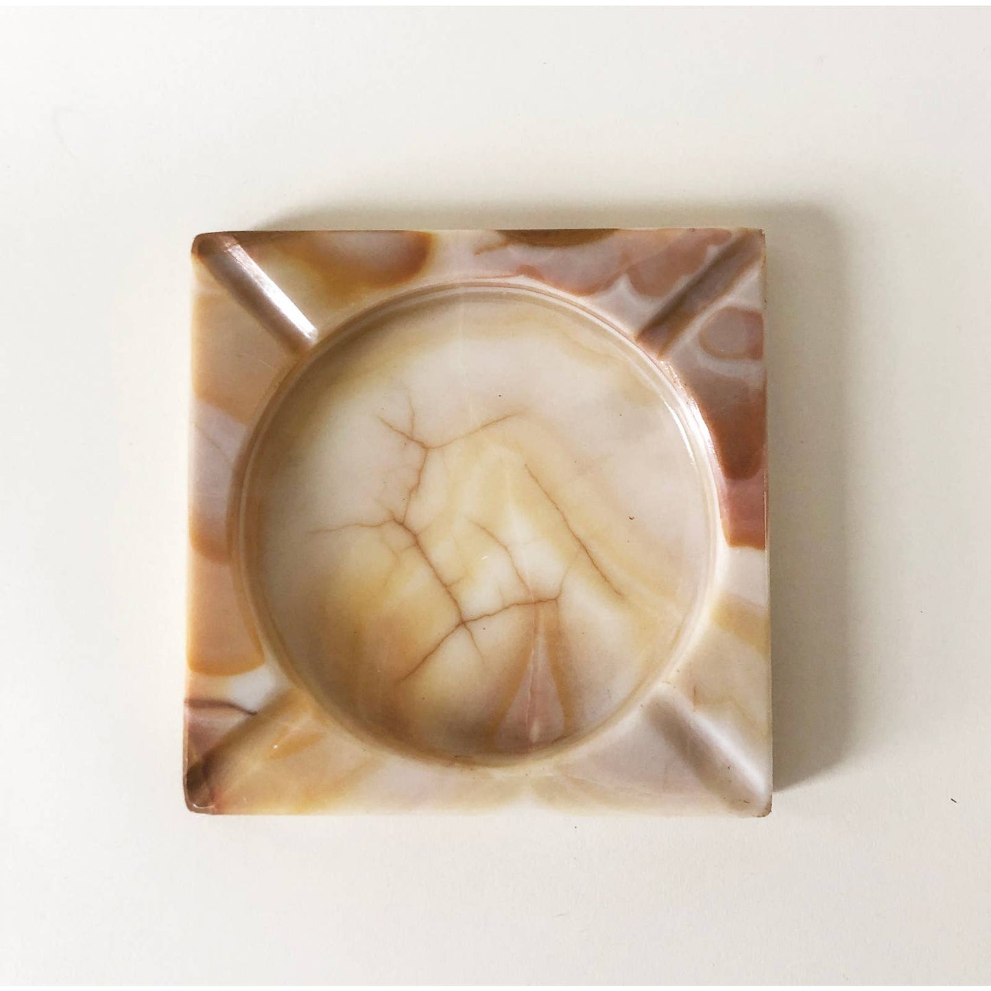 1970's Orange Onyx Stone Ashtray