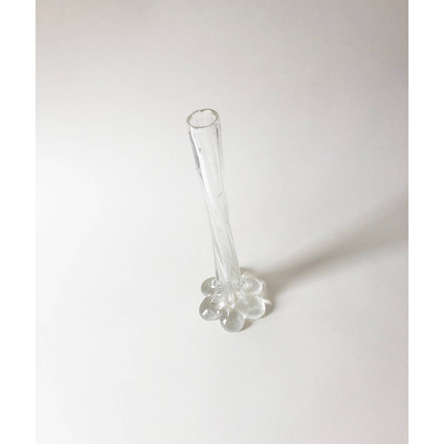 Vintage Tall Clear Glass Vase with Flower Base
