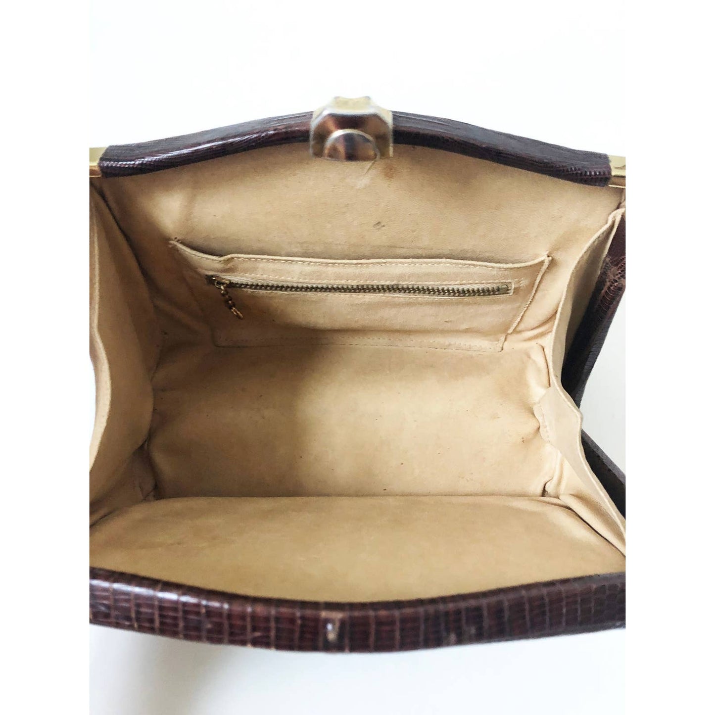 Boho Vintage Leather Skin Handbag 1940 Sculptural Purse