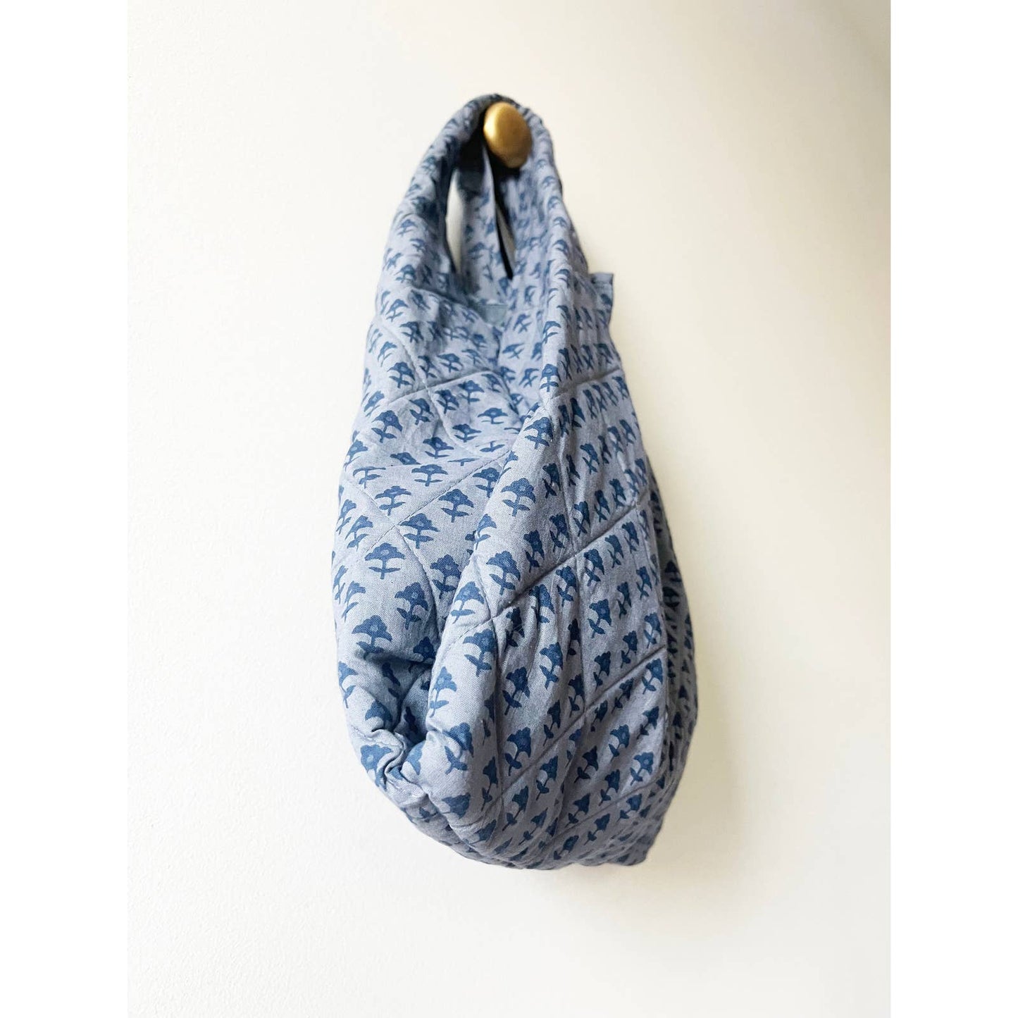 Blue Boho Print Quilted Mini Grocery Bag