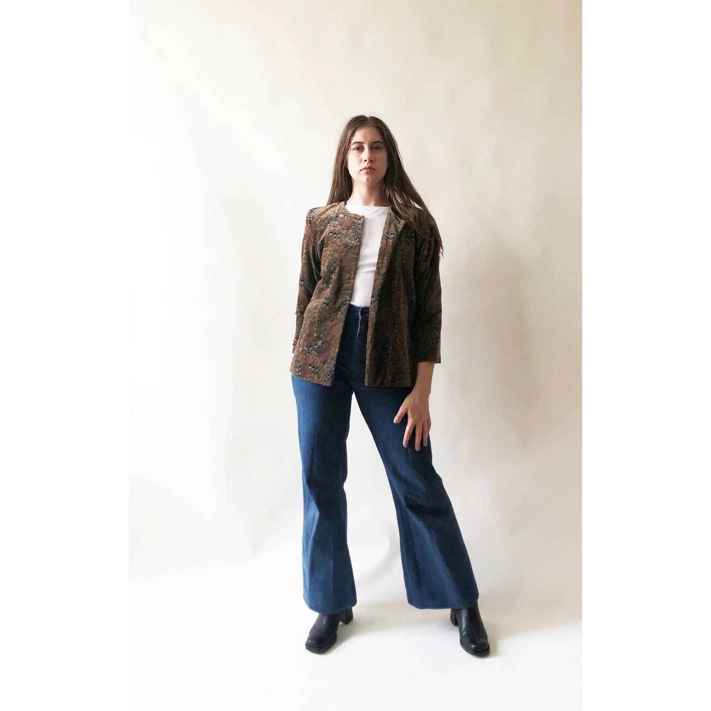 Handmade Vintage Velvet Feather Blazer