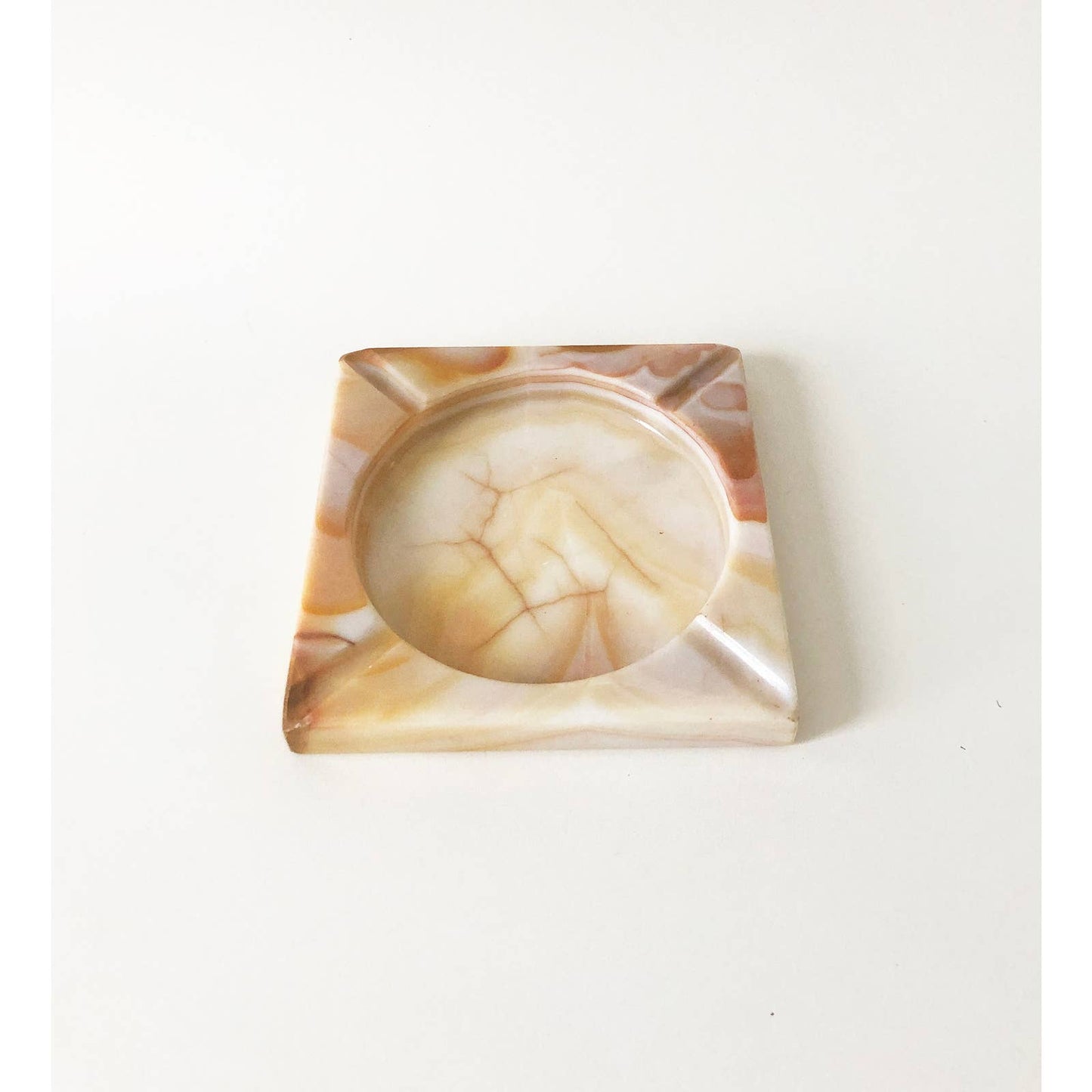 1970's Orange Onyx Stone Ashtray