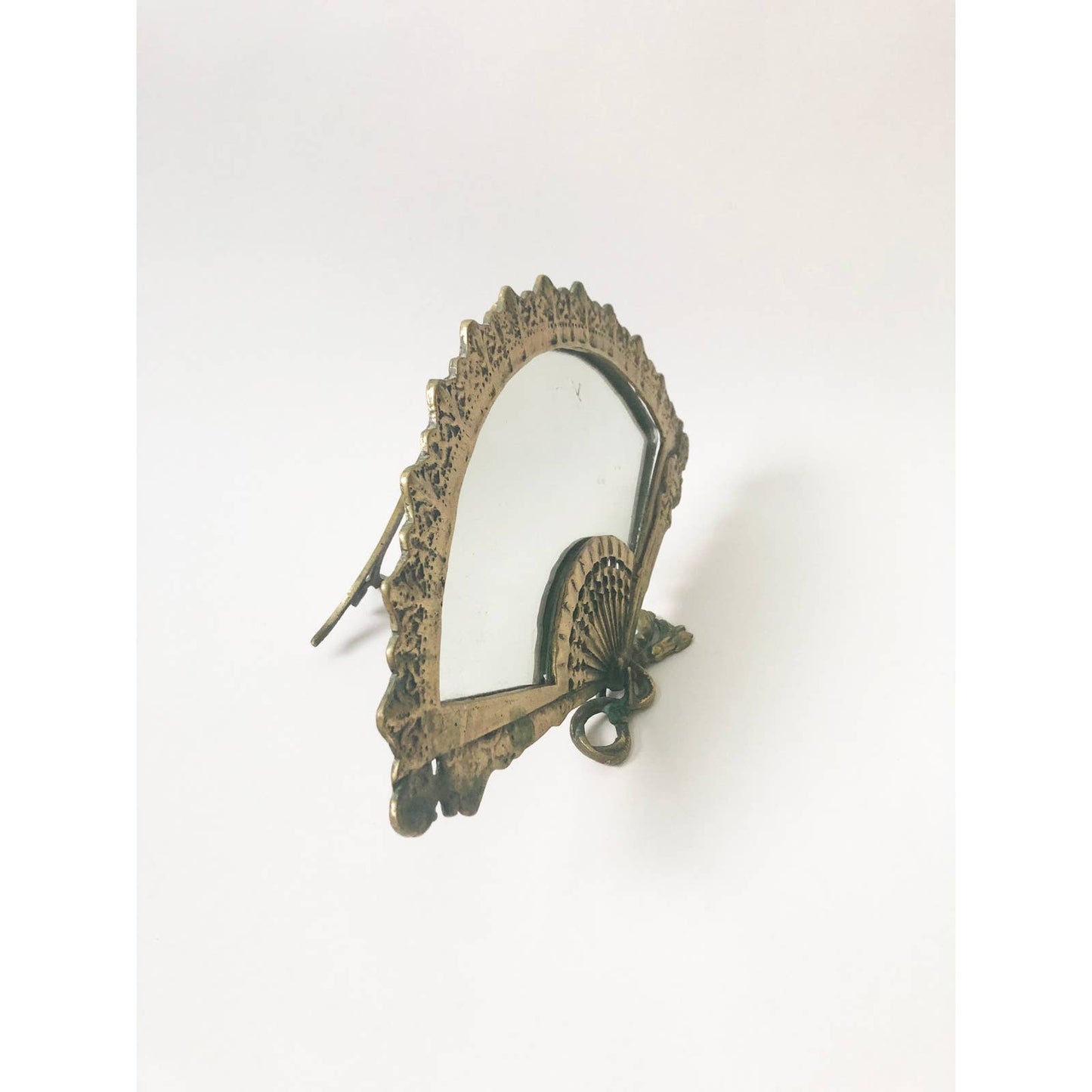 Vintage Brass Table Top Fan Mirror