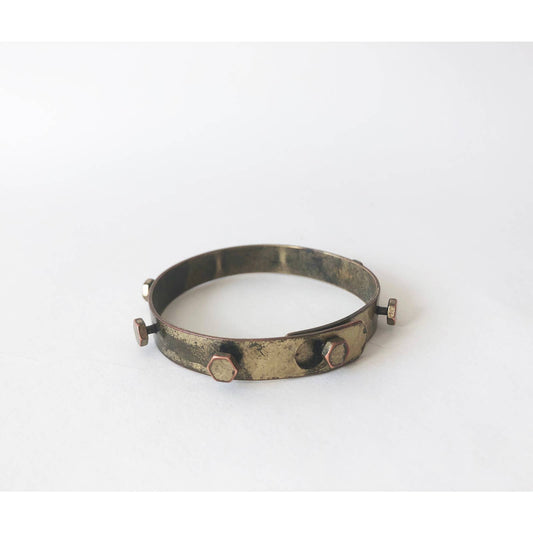 Vintage Brass Decorative Modern Bracelet w/ Screw Details