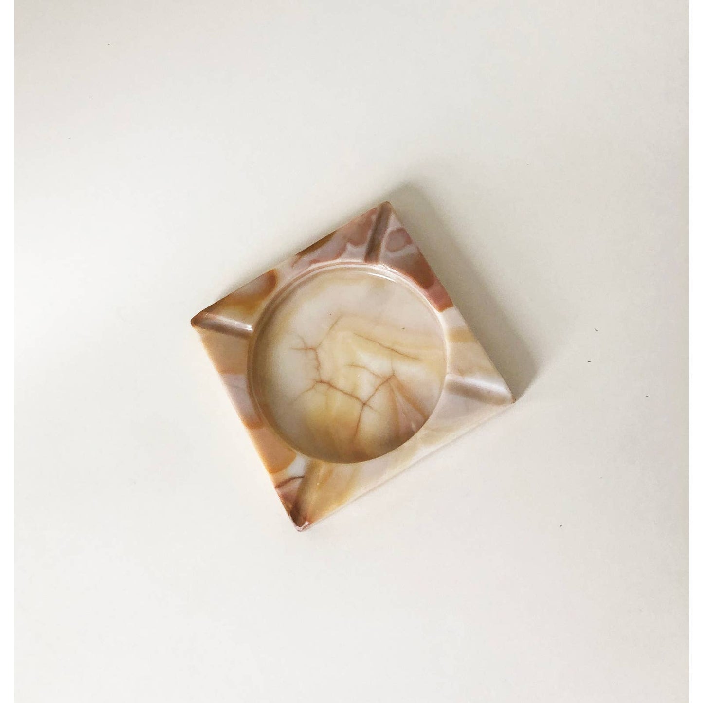 1970's Orange Onyx Stone Ashtray