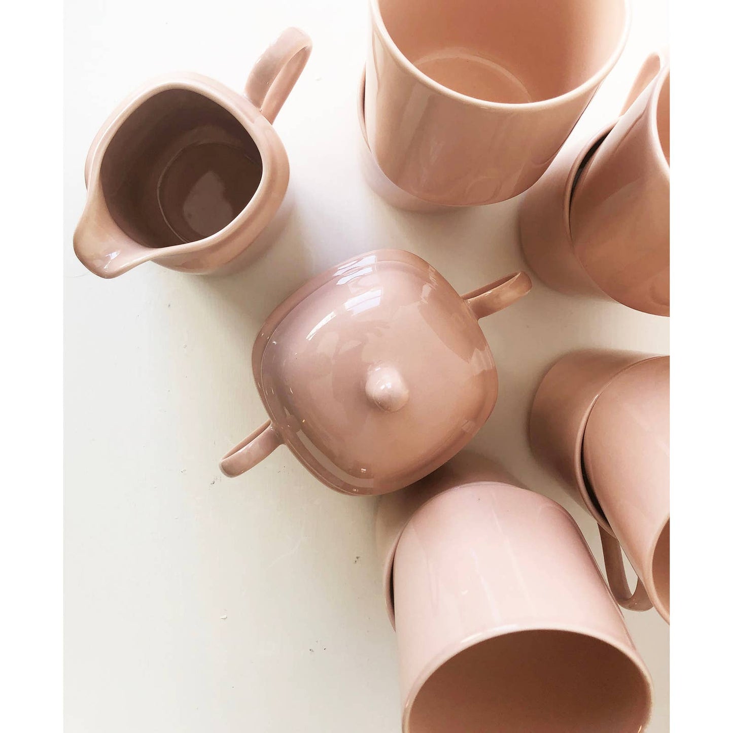 Vintage 80s Pink Tea Set