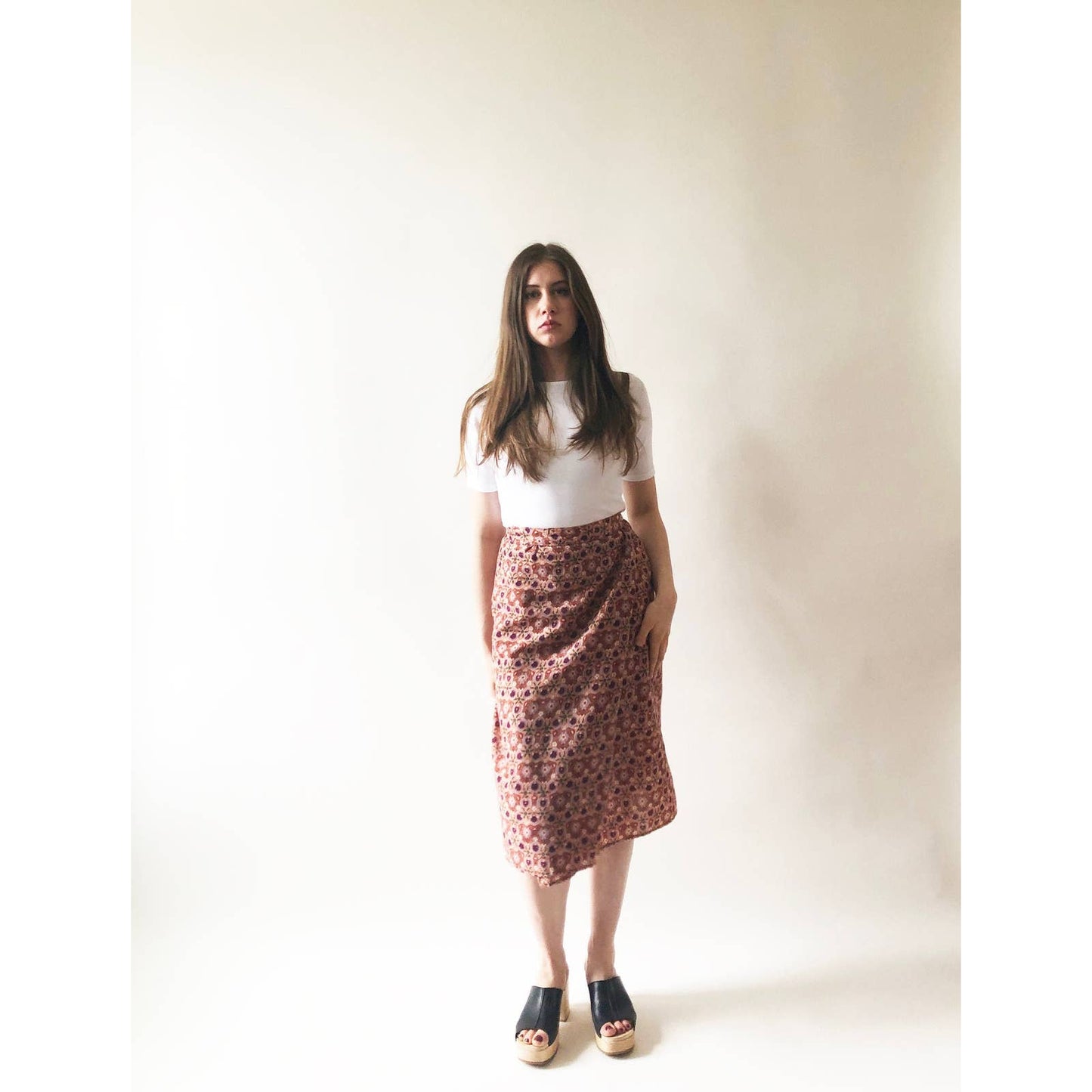 Floral Patterned Wrap Skirt Kaleidoscope Design