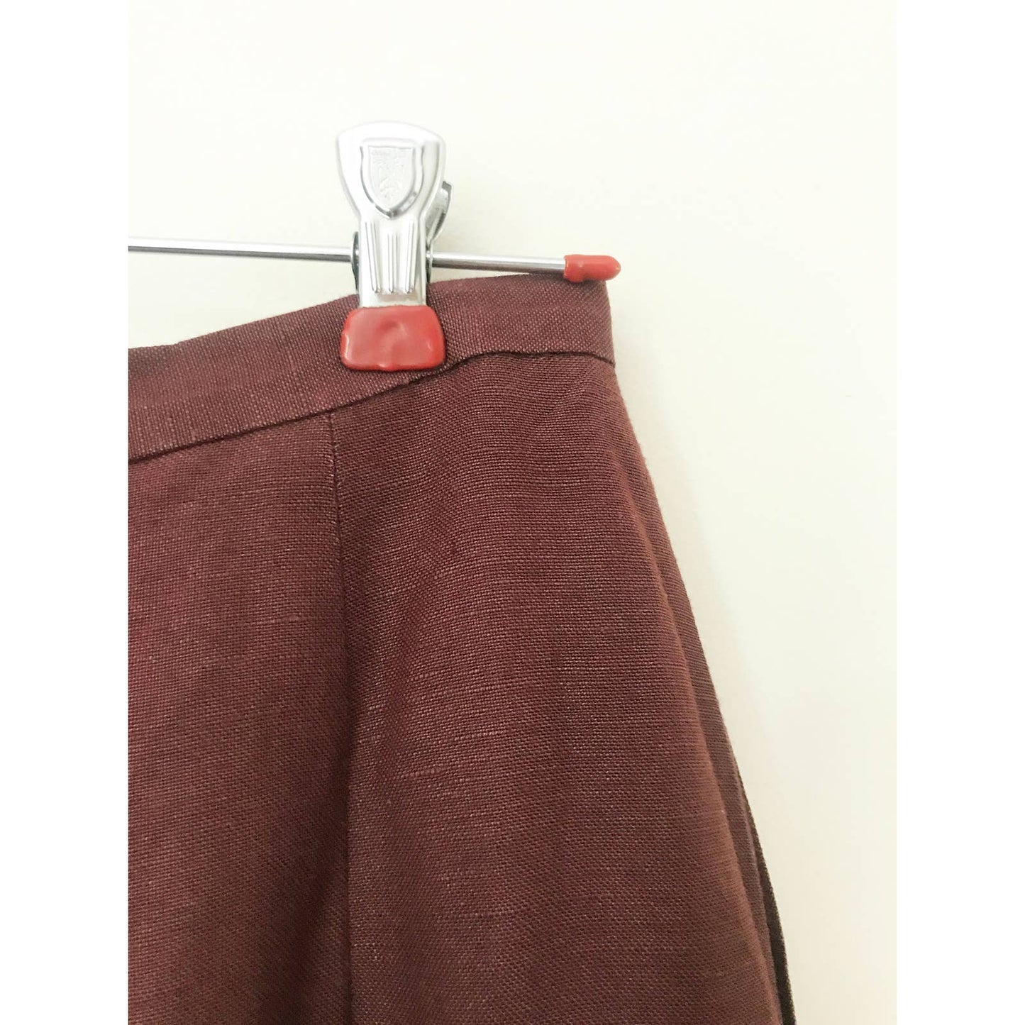 Vintage Button Wrap Plum Linen Skirt