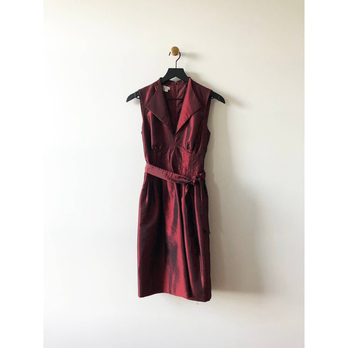 Vintage Collared Shiny Pink Red Evening Dress