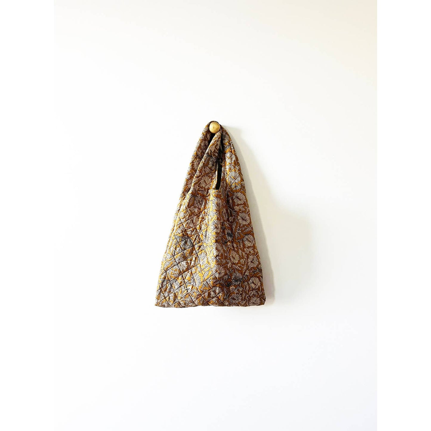 Yellow Floral Boho Print Quilted Tote Bag