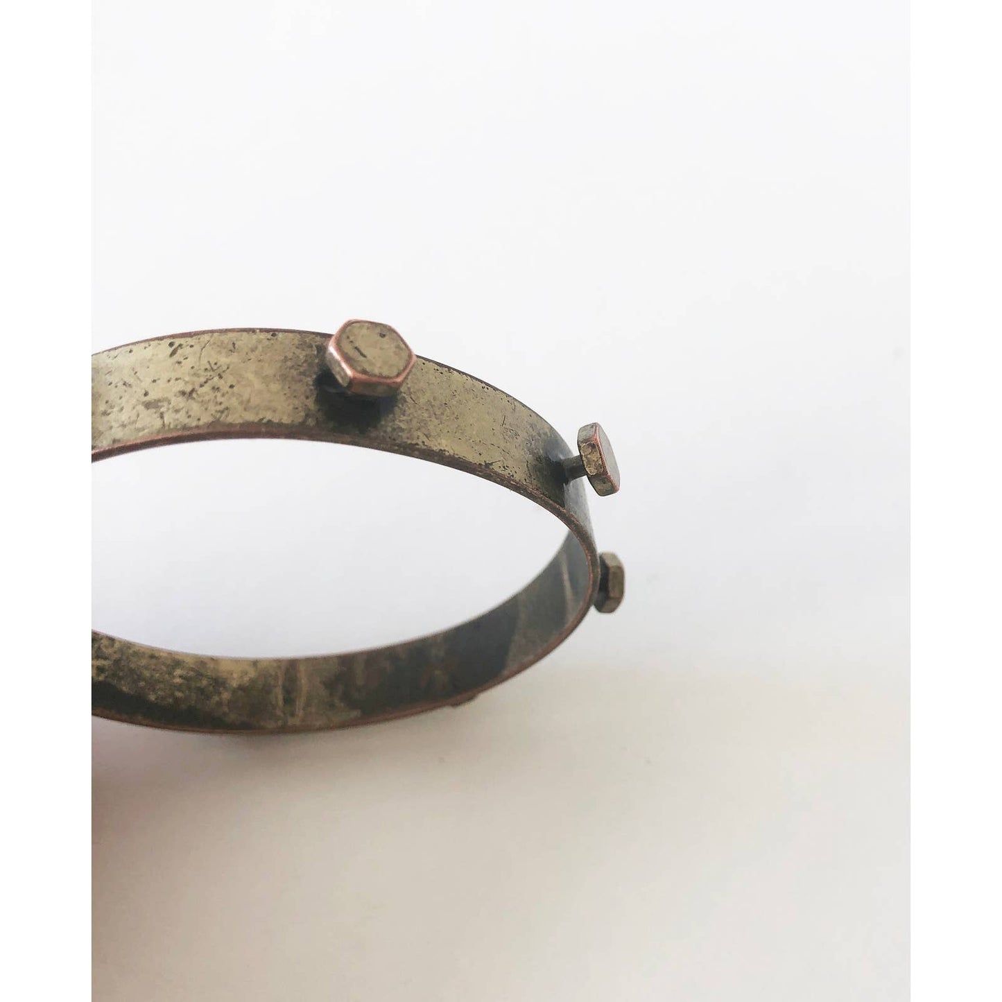 Vintage Brass Decorative Modern Bracelet w/ Screw Details