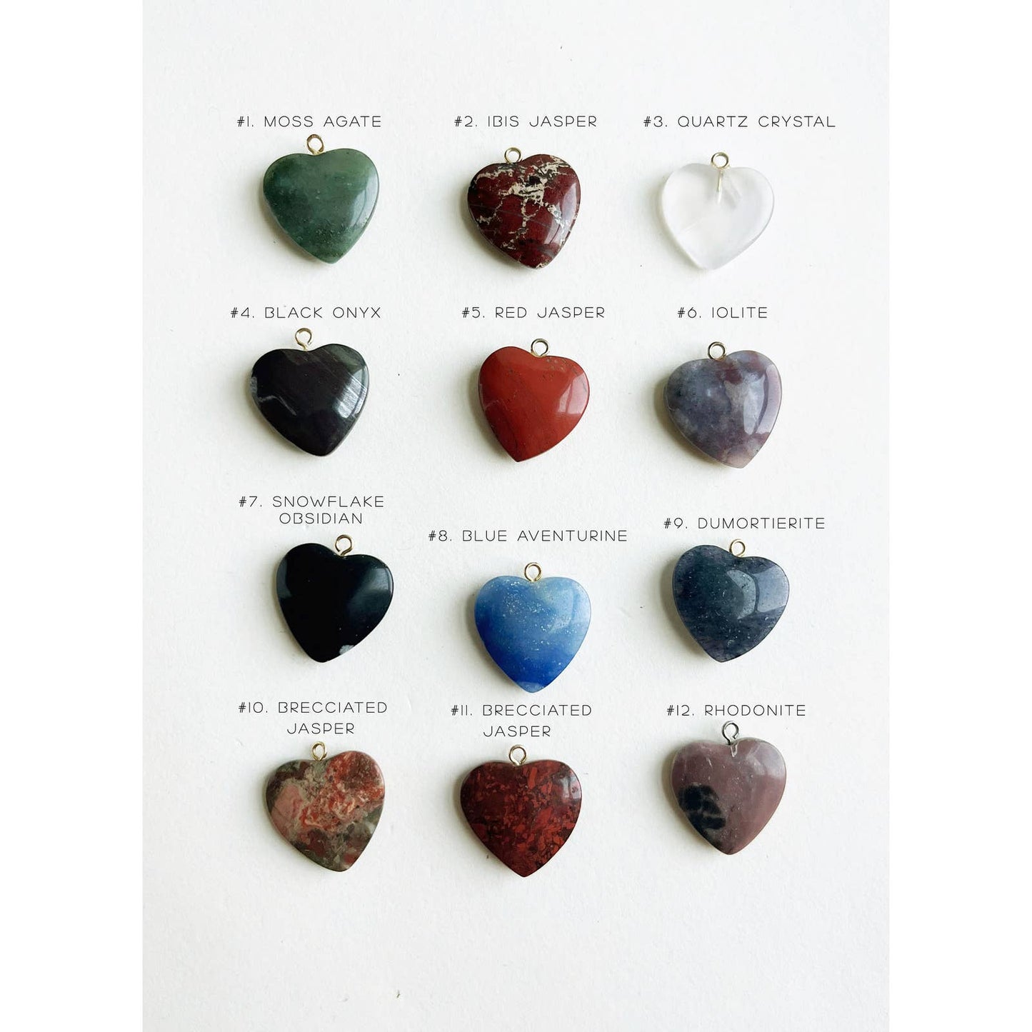 Handmade Heart Charm Necklace - Natural Stones